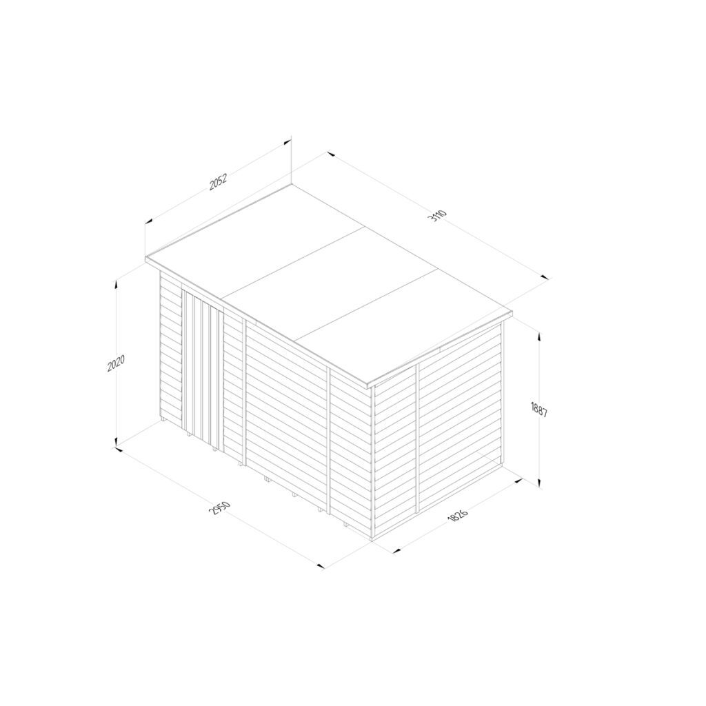 4LIFE Pent Shed 10×6 – Single Door – No Windows 5013053200285 2